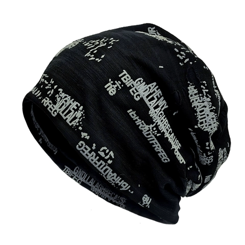 Bonnet Tricot Slouch Beanie Polyester Imprimé Lettres Trous Streetwear Couvre-Chef Chaud Pour Hommes Femmes