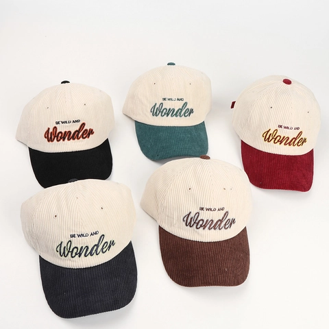 Cappello Da Baseball In Velluto A Costine Blocchi Di Colore Ricamo Lettere Retrò Berretto Casual Regolabile