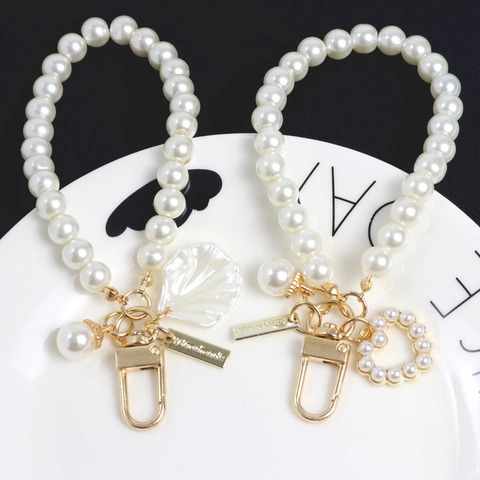 Elegante Portachiavi In Künstliche Perle Sintetiche Ciondolo Per Borsa Da Donna Con Pendente A Conchiglia Cuore In Lega Accessorio Regalo