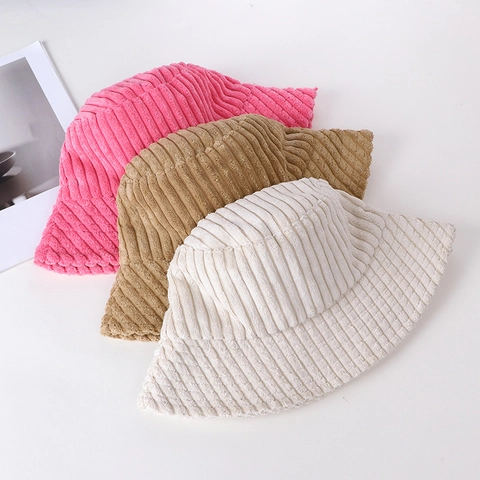 Sombrero de Pescador de Pana Cálido de Invierno para Mujer Estilo Coreano Color Sólido Gorro de Pescador de Punto Dulce Sombrero para Exteriores