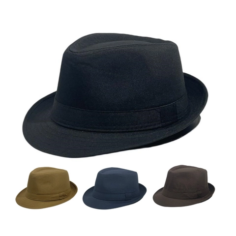 Classic Fedora Hat Polyester Cotton Breathable Sun Protection British Jazz Style Panama Cap Unisex Solid Color