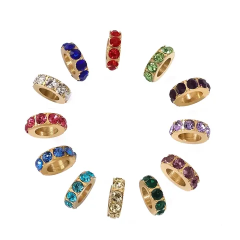 Mode Edelstahl Geburtsstein Anhänger Für Damen Elegantes Rundes Strass Eingelegtes DIY Schmuckzubehör Anhänger