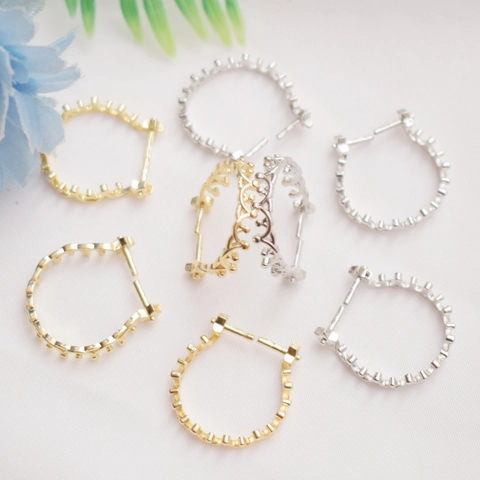 Accessori Per Castone Anello DIY Rame Placcato Oro 14K Micro Pavé Zircone Foglia Cuore Regolabile Per Gioielli