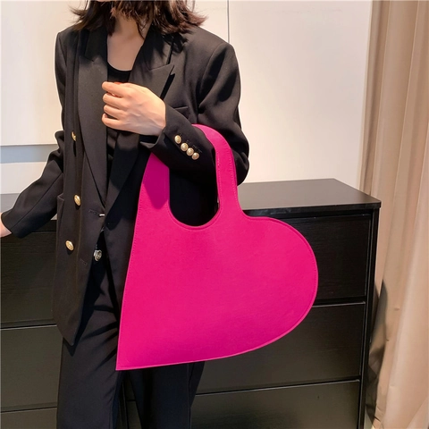 Herzform Handtasche Filz Tote Chic INS Stil Streetwear Mode Accessoire Für Mädchen Kinder
