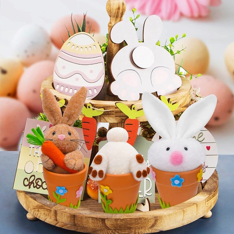Osterhasen Figur Plüsch Hase Im Topf Schreibtisch Ornament Frühling Saisonale Dekoration Für Zuhause Büro Tisch Deko