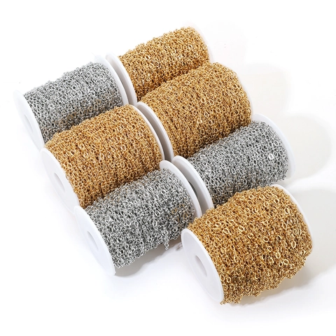Chaîne À Lèvres En Acier Inoxydable Gaufré Pour La Fabrication De Bijoux DIY Colliers Bracelets Accessoires Plaqué Or 18k