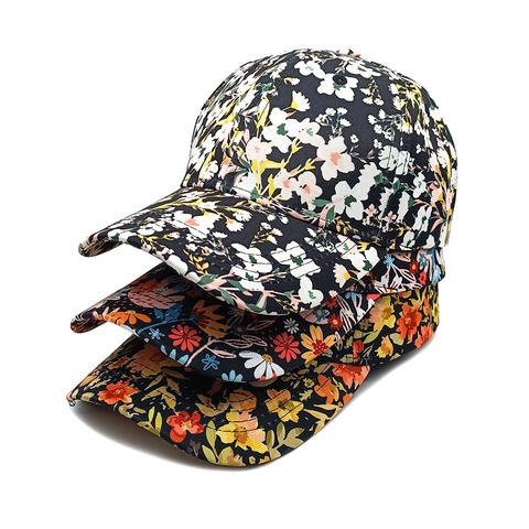Casquette De Baseball Imprimé Floral Réglable Polyester Protection Solaire Chapeau Soleil Mode Extérieur Hommes Femmes
