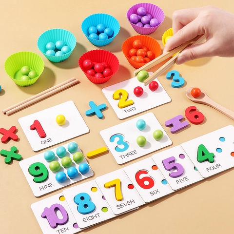 Giocattoli Matematici Montessori Bambini Gioco Abbinamento Perline Legno Abilità Motorie Fine Giocattolo Educativo
