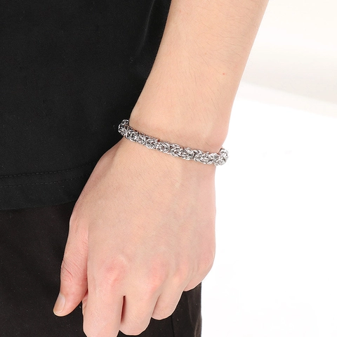Bracciale A Catena Bizantina In Acciaio Inossidabile Maglia A Chiglia Gioielli Minimalisti Di Moda Per Uomini Donne Unisex