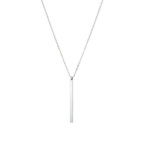 Collar con Colgante de Barra Vertical de Acero Inoxidable Minimalista para Mujer Joyería de Barra Geométrica de Moda Europea