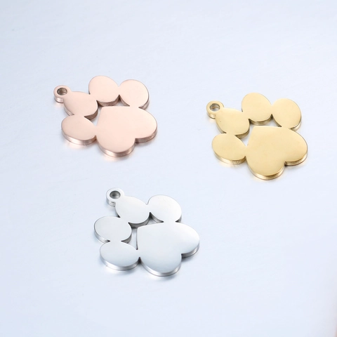Dog Paw Pendants 304 Stainless Steel Heart Cutout Cat Claw Charms For DIY Jewelry Making Mirror Polished Crafting Accessories