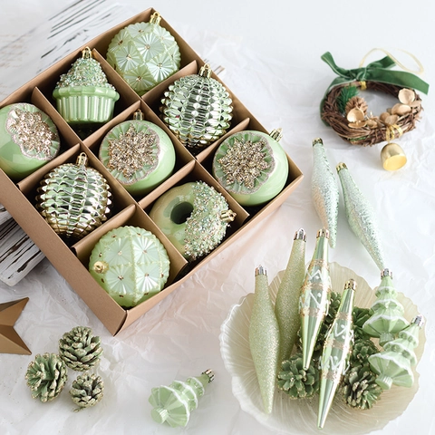 Mintgroene Gouden Kerstbal Ornamenten PVC Hangende Ballen Voor Kerstboom Decoratie Feestelijke Vakantie Decor