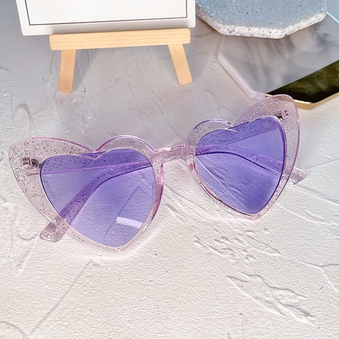 Harajuku Stil Herzform Glitzer Sonnenbrille Transparenter Bunter Rahmen Rosa Gläser Süße Getönte Brille Für Party Selfies Täglich Damen Accessoires