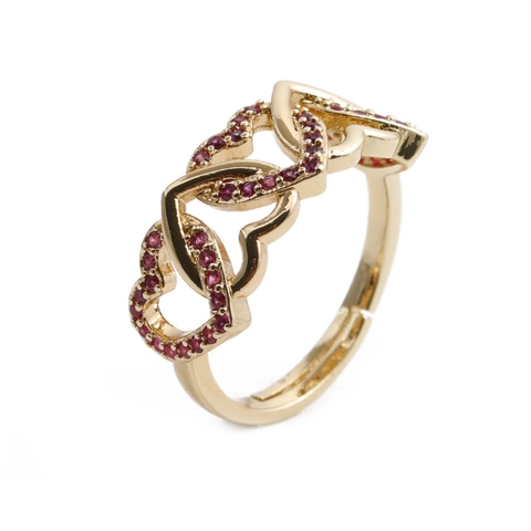 Anello Regolabile A Forma Di Cuore Rame Zircone Colorato Micro Incastonatura Avvolgimento LOVE Gioielli Per Donne