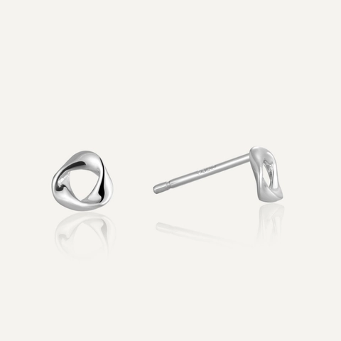 Orecchini a Bottone Geometrici Torti in Argento Sterling 925 Minimalisti per Donna Piccoli Accessori Moda Gioielli Tondi Irregolari