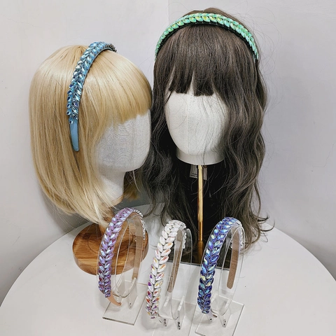 Luxury Rhinestone Leaf Headband For Women Colorful Marquise Crystal Hair Hoop INS Style Sparkling Fashion Hair Accessory