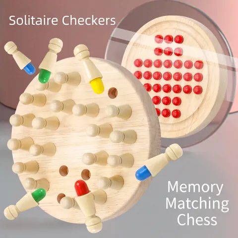Wooden Memory Match Chess Game For Kids Desktop Educational Toy Color Cognitive Logical Thinking Training Logic Board