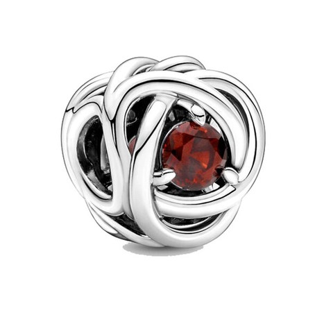 Birthstone Charms Beads Silver Plated Alloy Woven Knot Eternity Circle For DIY Bracelet Necklace Jewelry Making Accessory
