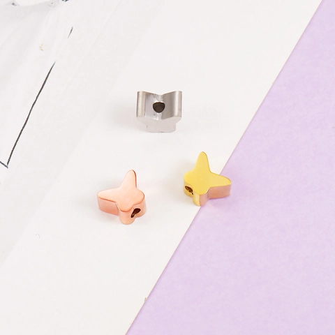 Dijes De Mariposa De Acero Inoxidable Para Hacer Joyas Pulido Espejo Forma Animal Accesorios De Agujero Pequeño