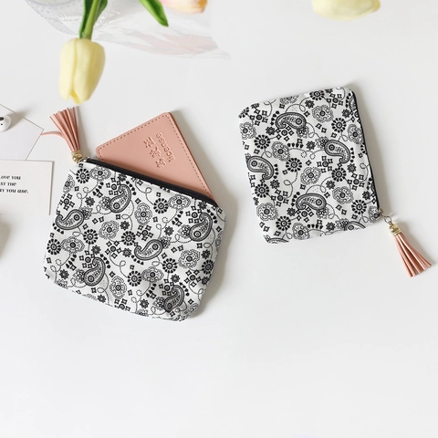 Portamonete Vintage In Tela Di Cotone Con Motivo Paisley Mini Borsa Portaoggetti Con Cerniera A Nappa Per Donna Stile Boho