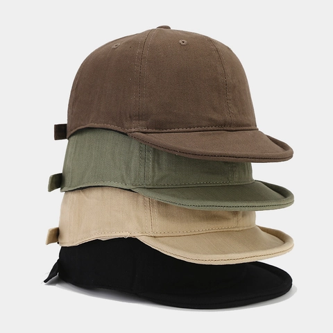Gorra De Béisbol De Ala Corta Lavada Vintage Algodón Puro Color Sólido Ajustable Sombrero De Sol Retro Para Hombre Mujer