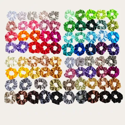 Satin Hair Scrunchies Satin Texture Elastic Hair Ties Solid Color Ponytail Holder Elegant Hair Accessories Women Girls