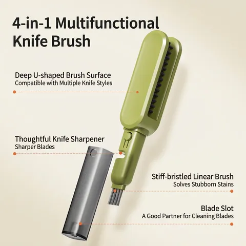 Spazzola Per Pulizia Coltelli Multifunzionale Con Affilatore Integrato Manico Lungo Protezione Mani Scrubber Cucina ABS