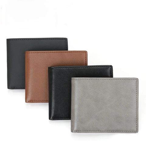 Portafoglio Uomo Bifold Blocco RFID Pelle Microfibra Sottile Vintage Slot Carte Multiple Finestra ID