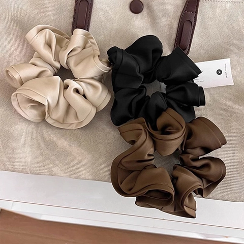 Satin Oversized Scrunchie Franse Vintage Elastische Haarband Paardenstaart Houder Elegant Haaraccessoire Voor Dames