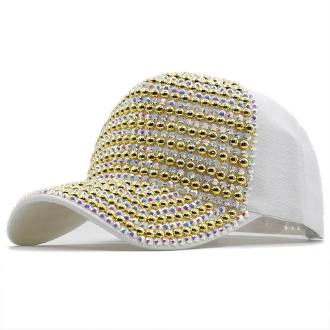 Casquette De Baseball En Coton À Clous Et Strass Protection Solaire Mode Extérieur Luxe Réglable Pour Femmes