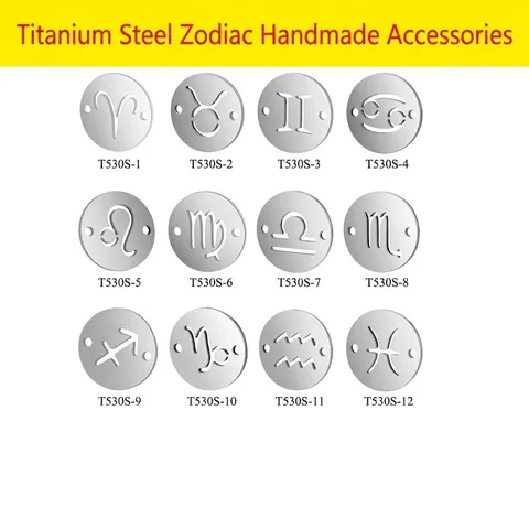 Stainless Steel Zodiac Sign Pendants Round Hollow Out Constellation Connectors For DIY Necklace Bracelet Jewelry Making