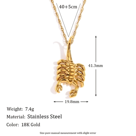 Scorpion Pendant Necklace Stud Earrings Stainless Steel 18K Gold Plated Trendy Creative Animal Jewelry For Women