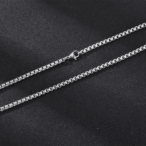 Collar De Cadena De Caja De Acero Inoxidable Pulido Geométrico Joyería Minimalista Para Hombres Mujeres Plata