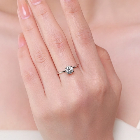 Luxury 925 Sterling Silver Zircon Ring Original Four Prong Proposal Engagement Ring For Women Elegant Wedding Jewelry