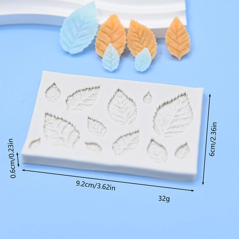 Leaf Silicone Mold Realistic Vein Fondant Cake Decoration DIY Chocolate Clay Crafting Tool White