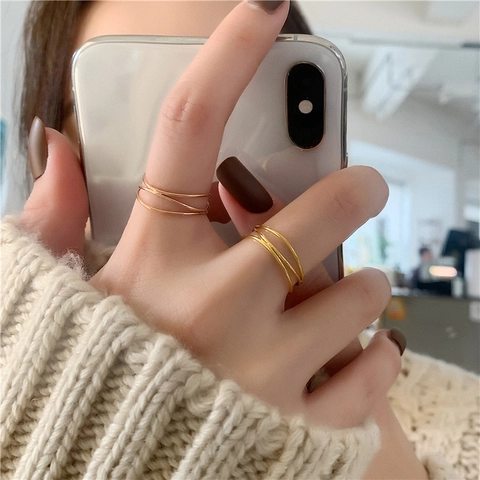 Triple Layer Interwoven Ring Titanium Steel 18K Gold Plated Minimalist Geometric Cross Design For Women Fashion Jewelry