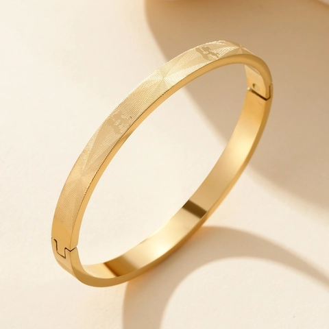 Bracciale Rigido Testurizzato In Acciaio Inossidabile Motivo Geometrico Minimalista Retro Per Coppie Gioielli Unisex