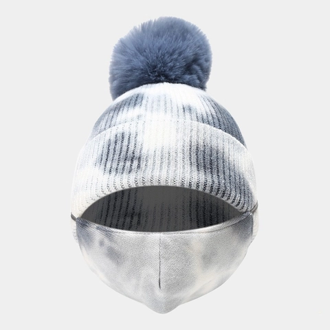 Kinder Winter Strickmütze Und Maske Batiken Beanie Mit Bommel Warm Für Babys Jungen Mädchen