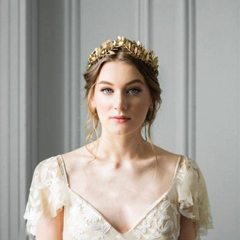 Goldene Metall Lorbeerblatt Krone Haarreif Griechisch Römischen Stil Hochzeit Braut Haarschmuck Für Damen Elegant