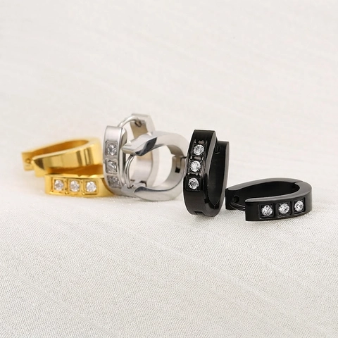 Stainless Steel Huggie Hoop Ohrringe Mit Zirkon U-Förmig Polierter Modeschmuck Für Unisex Herren Damen