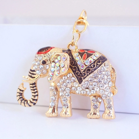Simpatico Portachiavi con Elefante in Strass Ciondolo per Borsa in Lega di Animali Colorati Ornamento Appeso Portachiavi Regalo per Donne Ragazze