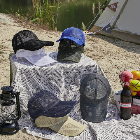 Casquette De Baseball En Filet Respirante Bord Long Protection Solaire Sport Plein Air Ajustable Homme Femme