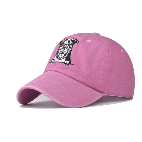 Baseball Cap Washed Cotton Vintage Distressed Animal Dog Cat Embroidery Adjustable Retro Dad Hat Casual Unisex Sunshade