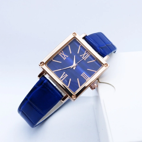 Womens Square Quartz Watch Necklace Bracelet Earrings Ring Roman Numerals Retro PU Leather Strap Alloy Elegant