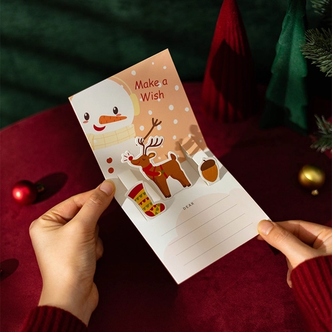 Biglietti Auguri Natale 3D Pop Up Cartoncino Con Busta E Adesivo Regali Di Festa Disegni Animati