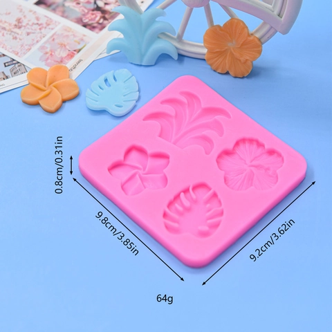 Moule Silicone Fleur Feuille Tropicale Hibiscus Monstera Fondant Décoration Gâteau Argile Polymère Savon