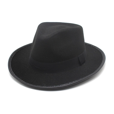 Chapeau Fedora Classique Unisexe en Suédine Large Bord Chapeau Jazz Avec Bande de Satin Bord Ganse Style Western Cowboy