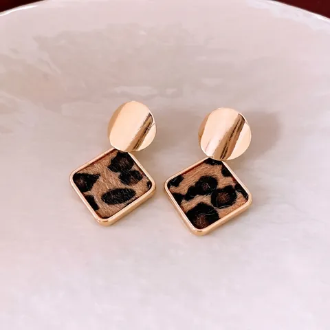 Vintage Leopard Muster Geometrische Ohrhänger Mit Legierung Und 925 Sterling Silber Ohrstecker Für Damen