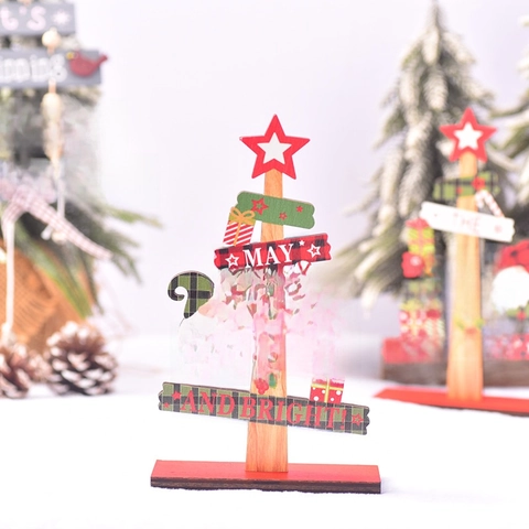 Décoration De Table Arbre De Noël En Bois Plaque Festive Design Gnome Pour Bureau Maison Ornement De Bureau