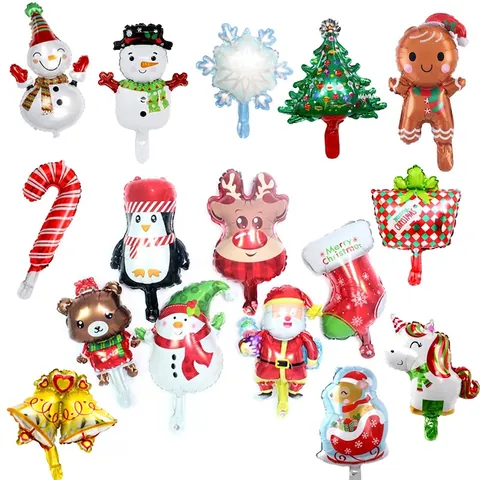 Christmas Foil Balloons Mini Santa Claus Snowman Elk Gingerbread Man Aluminum Film For Xmas Holiday Party Decoration